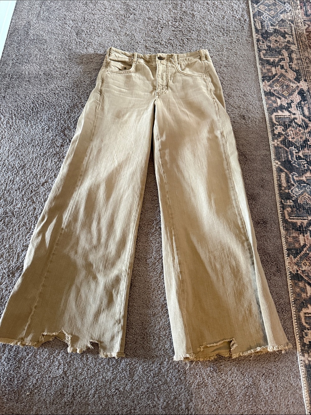 Pilcro Wide-Leg High-Rise Jeans in Tan